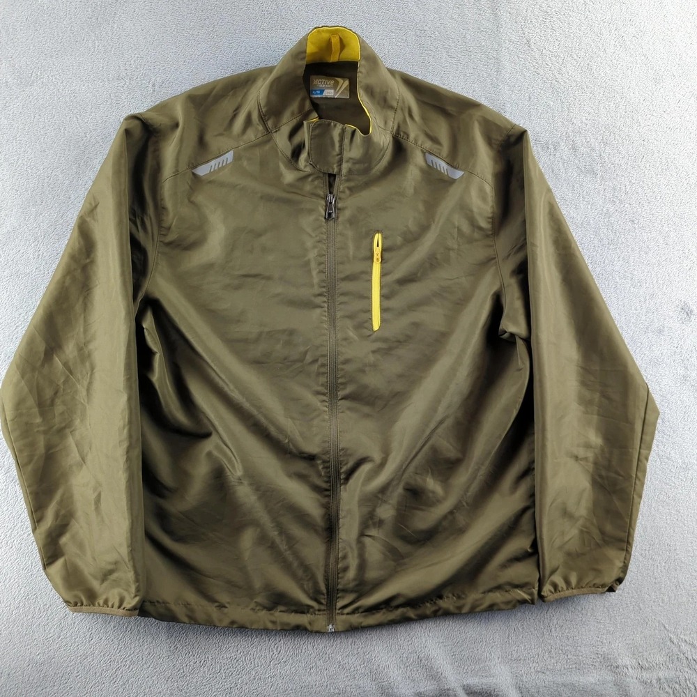 Old Navy Active Windbreaker Jacket Mens XL Green Yellow Running‎ Outdoor Coat